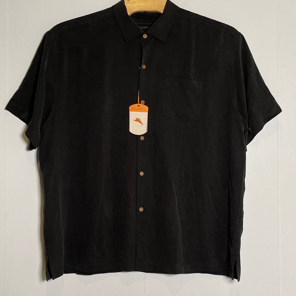 Tommy Bahama Mens XXL Black Silk Camp Shirt Island Fly Limited Edition NWT - Picture 3 of 12